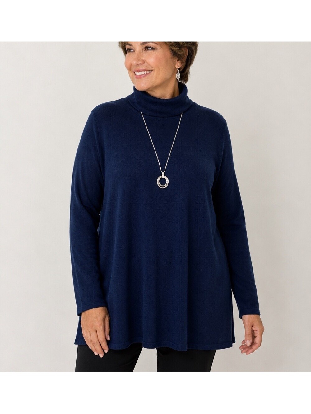 Chico’s Navy Blue Turtleneck Tunic Sweater Size 4 XXL Soft Knit Long Sleeve